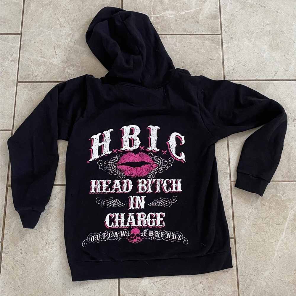NWT Anvil Outlaw Threadz HBIC Black Hoodie
